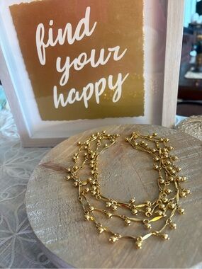 J. Crew Gold Multi-Strand Beaded Necklace